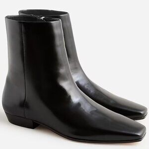 J. Crew Square Toe Ankle Boots in Spazzolato Leather, NWOT